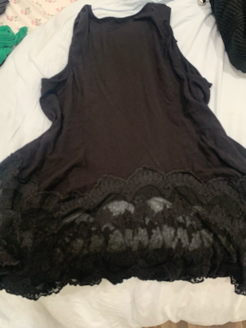 torrid Black Lace-Hem Tank Top